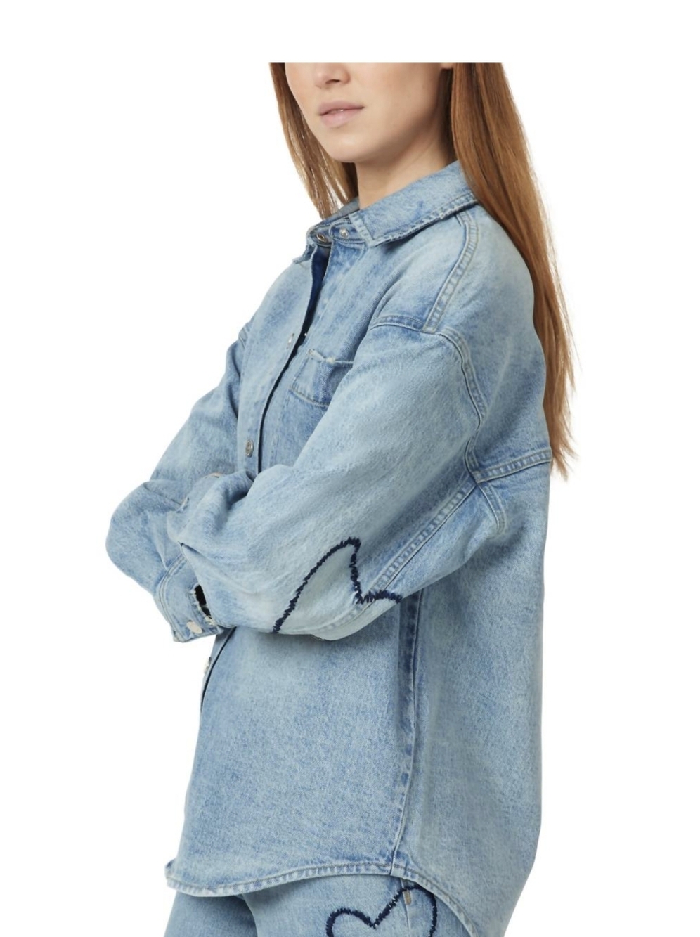 Habitual Hearted Denim Shirt Jacket - Picture 3 of 9